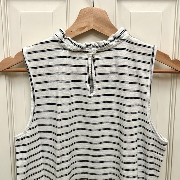 Anthro t.la Ruffled Mock Neck White & Black Striped Tank Top Size S - Picture 5 of 10